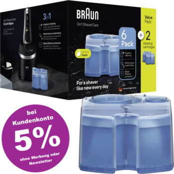Braun 8er Pack Reinigungskartuschen 3in1 ShaverCare für alle Smart Care Center von Braun