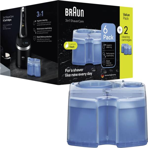 Braun 8er Pack Reinigungskartuschen 3in1 ShaverCare für alle Smart Care Center von Braun