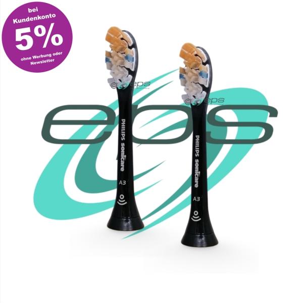Schallzahnbürste Ersatzbürsten HX9044 4er Pack Philips Sonicare C3 Premium Plaque Bürstenköpfe – Für Schallzahnbürsten, Schwarz, Modell HX9044 Philips Sonicare W3