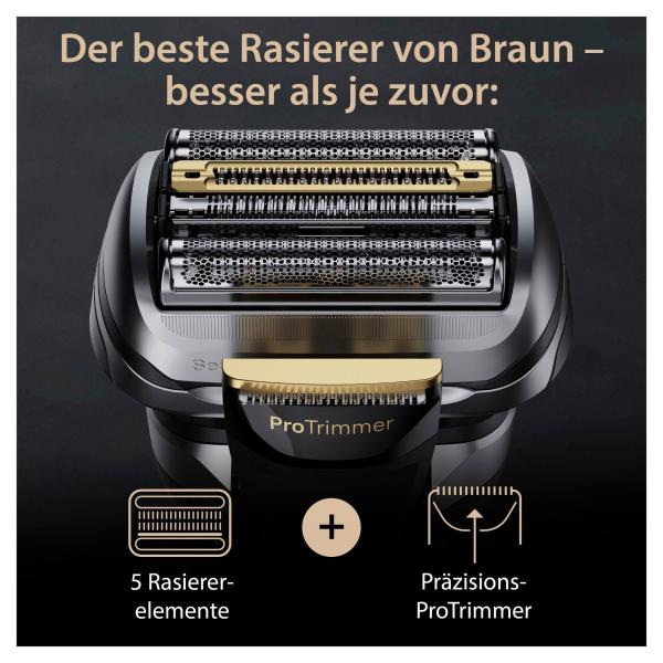 BRAUN 9590cc Rasierer Series 9 Pro+ schwarz Topmodell mit Precision ProTrimmer und ProComfort Aufsatz